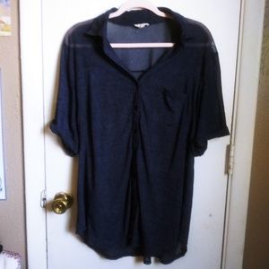 Cute Navy Blue Button Up